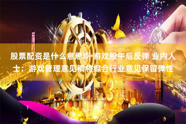 股票配资是什么意思啊 游戏股午后反弹 业内人士：游戏管理意见稿将综合行业意见保留弹性
